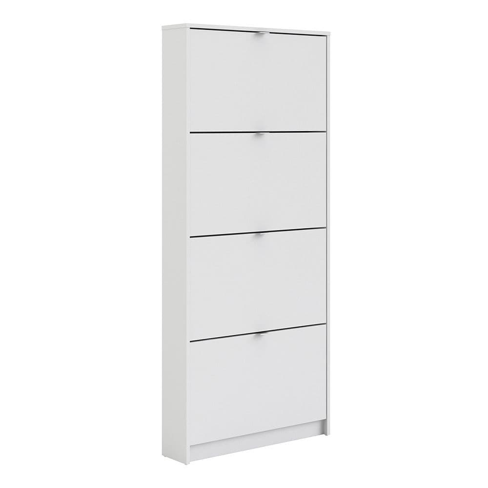 Footwear Shoe cabinet  w. 4 tilting doors and 1 layer in White